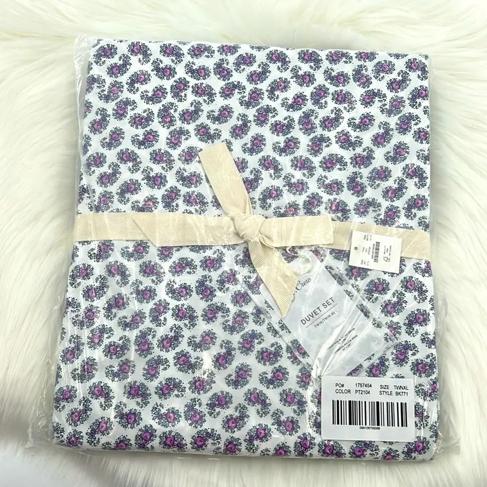 J. Crew Duvet Set Twin/Twin XL Duvet and Sham - Peony Paisley Toss - NWT